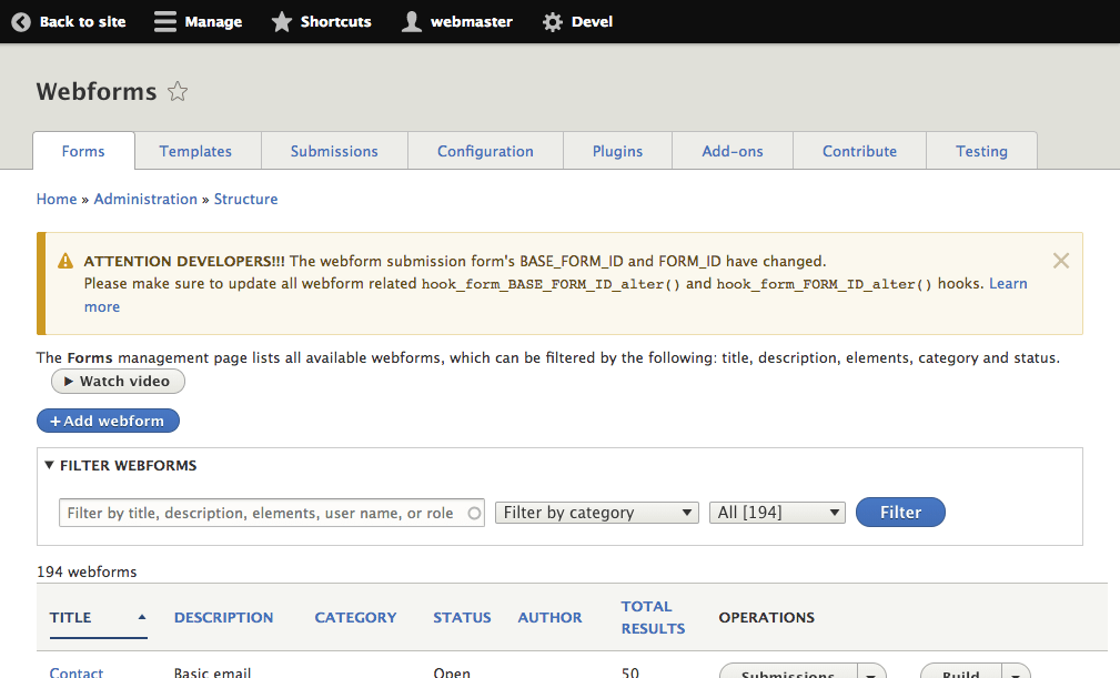 Webform submission form id now include the source entity type and id